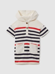 Reiss Ecru Martha 4-9 yrs Striped Jersey Hooded Dress - Image 2 of 4