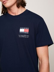 Tommy Jeans Dark Blue Regular Logo 100% Cotton T-Shirt - Image 4 of 9