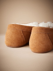 Tan Brown Signature Shearling Moccasin Slippers - Image 4 of 5
