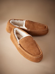 Tan Brown Signature Shearling Moccasin Slippers - Image 5 of 5