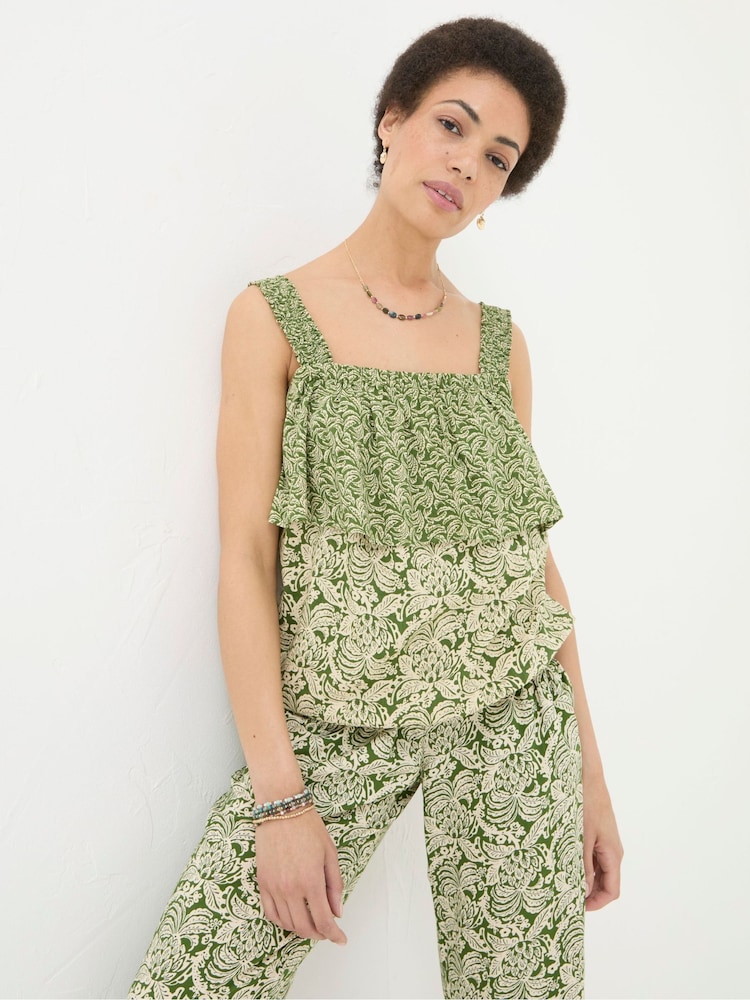 FatFace Santos Green Damask Floral Cami - Image 1 of 4
