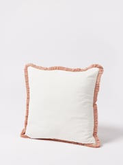 Oliver Bonas Cream 100% Cotton Issey Velvet Fringed Cushion Cover - Image 2 of 5