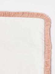 Oliver Bonas Cream 100% Cotton Issey Velvet Fringed Cushion Cover - Image 3 of 5