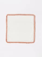 Oliver Bonas Cream 100% Cotton Issey Velvet Fringed Cushion Cover - Image 5 of 5
