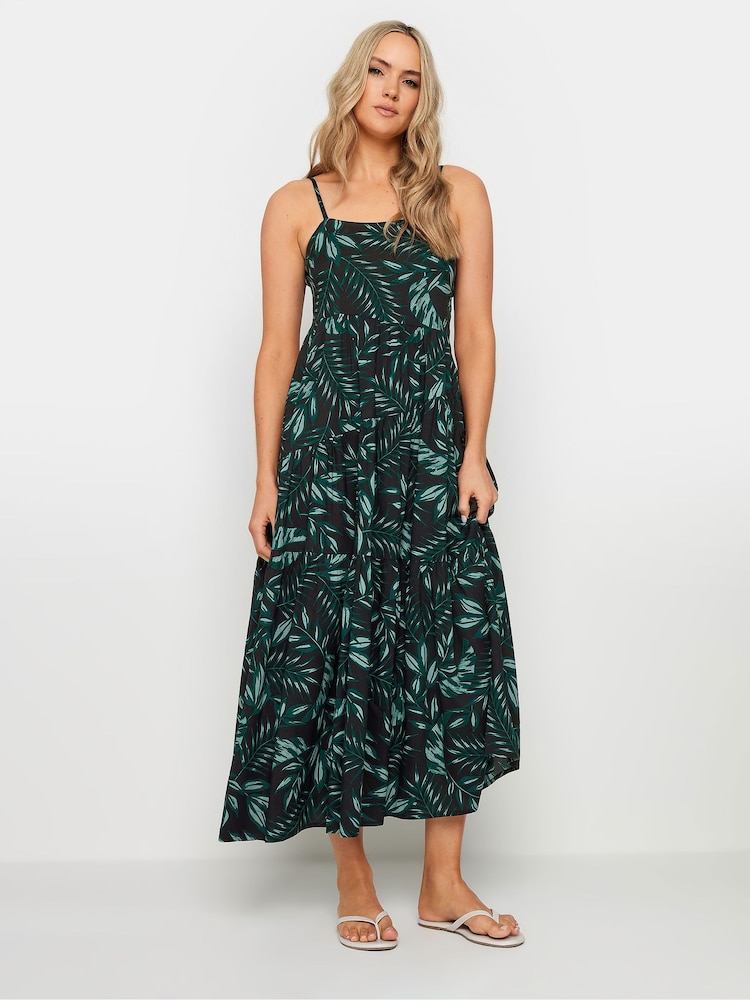 Long Tall Sally Dark Green Tropical Print Strappy Midaxi Dress - Image 1 of 5