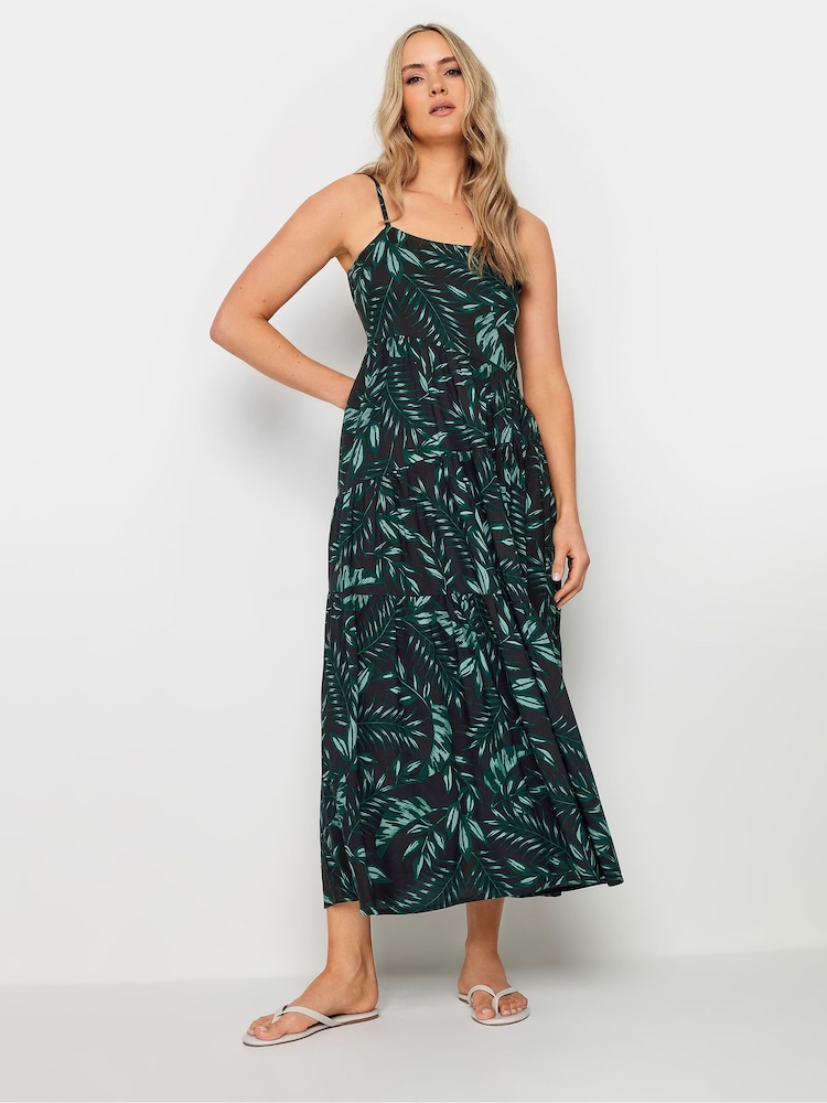 Long Tall Sally Dark Green Tropical Print Strappy Midaxi Dress - Image 2 of 5