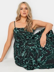 Long Tall Sally Dark Green Tropical Print Strappy Midaxi Dress - Image 4 of 5