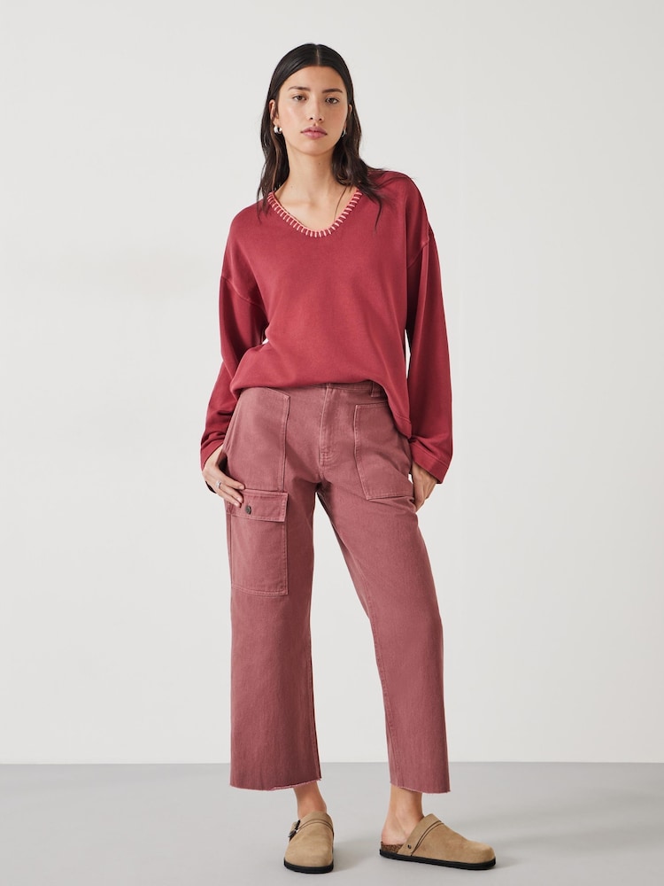 Hush Red Ellison Contrast Stitch Sweatshirt - Image 3 of 5