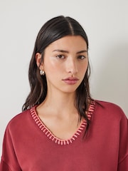 Hush Red Ellison Contrast Stitch Sweatshirt - Image 4 of 5