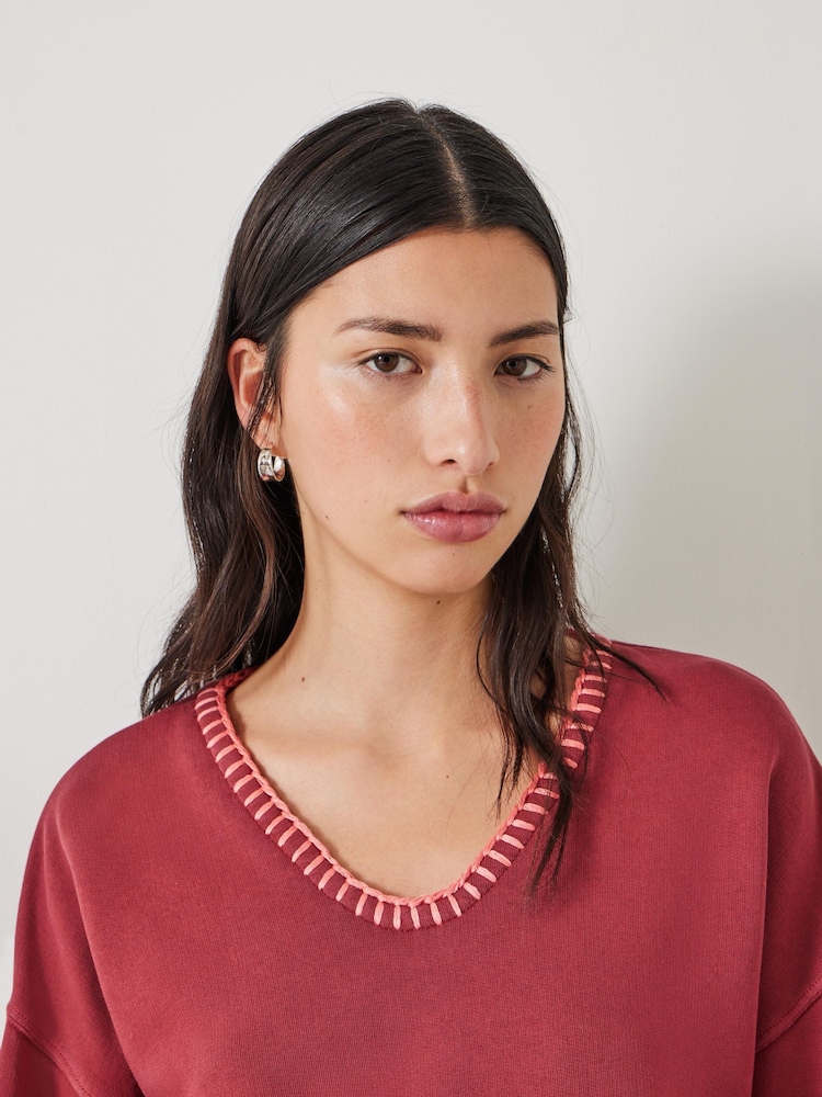 Hush Red Ellison Contrast Stitch Sweatshirt - Image 4 of 5