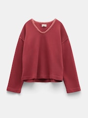 Hush Red Ellison Contrast Stitch Sweatshirt - Image 5 of 5