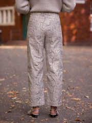 Grey Snake Print Barrel 100% Cotton Trousers - Image 3 of 7