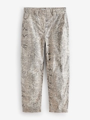 Grey Snake Print Barrel 100% Cotton Trousers - Image 5 of 7