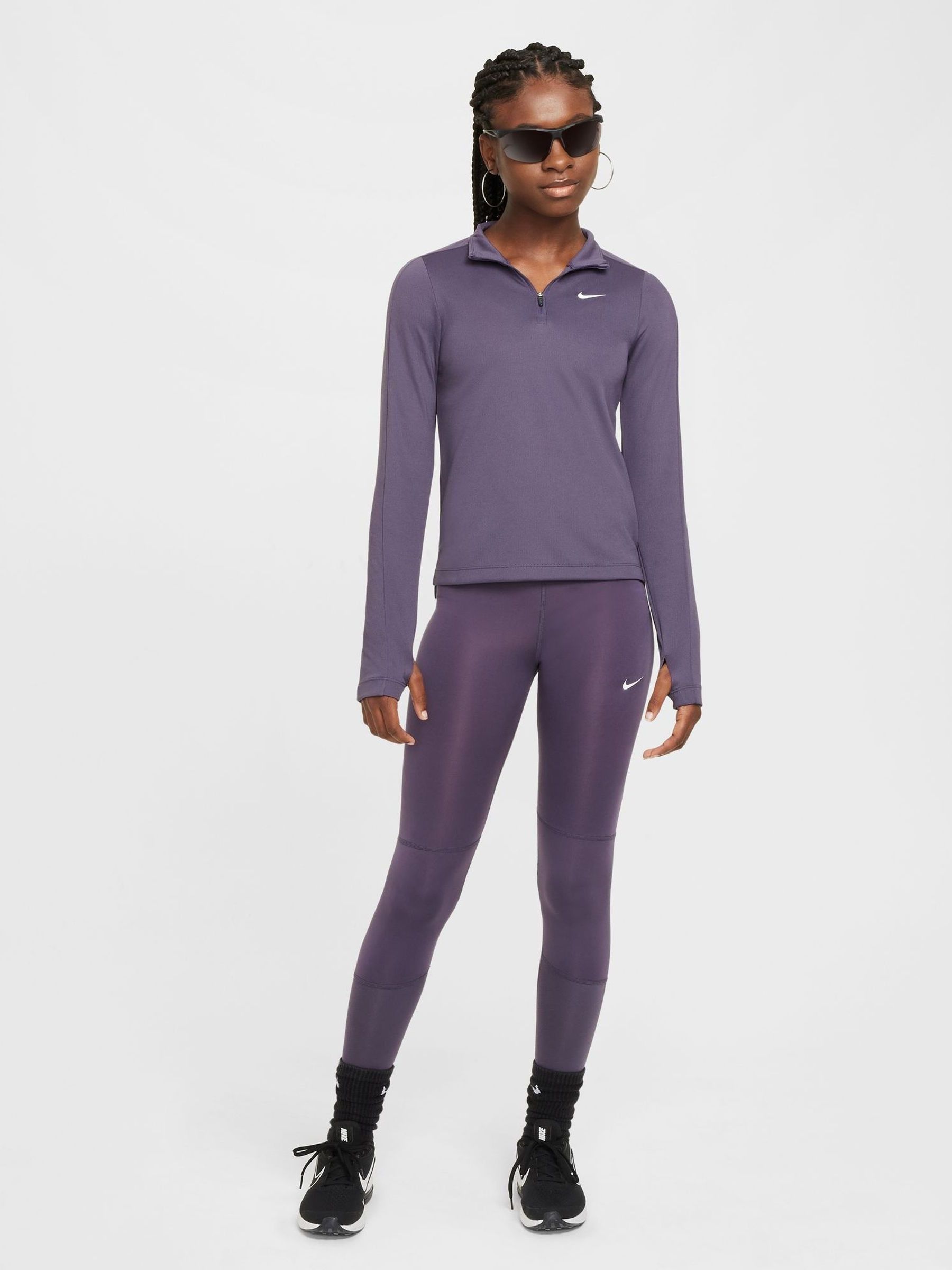 Nike Women's Easy Fleece Half Zip Top Purple Size X-Large