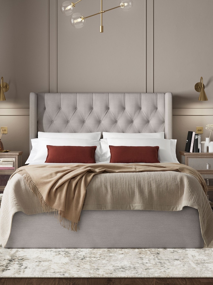 Feather & Black Natural Ives Upholstered End Lift Ottoman Storage Bed - Image 1 of 4