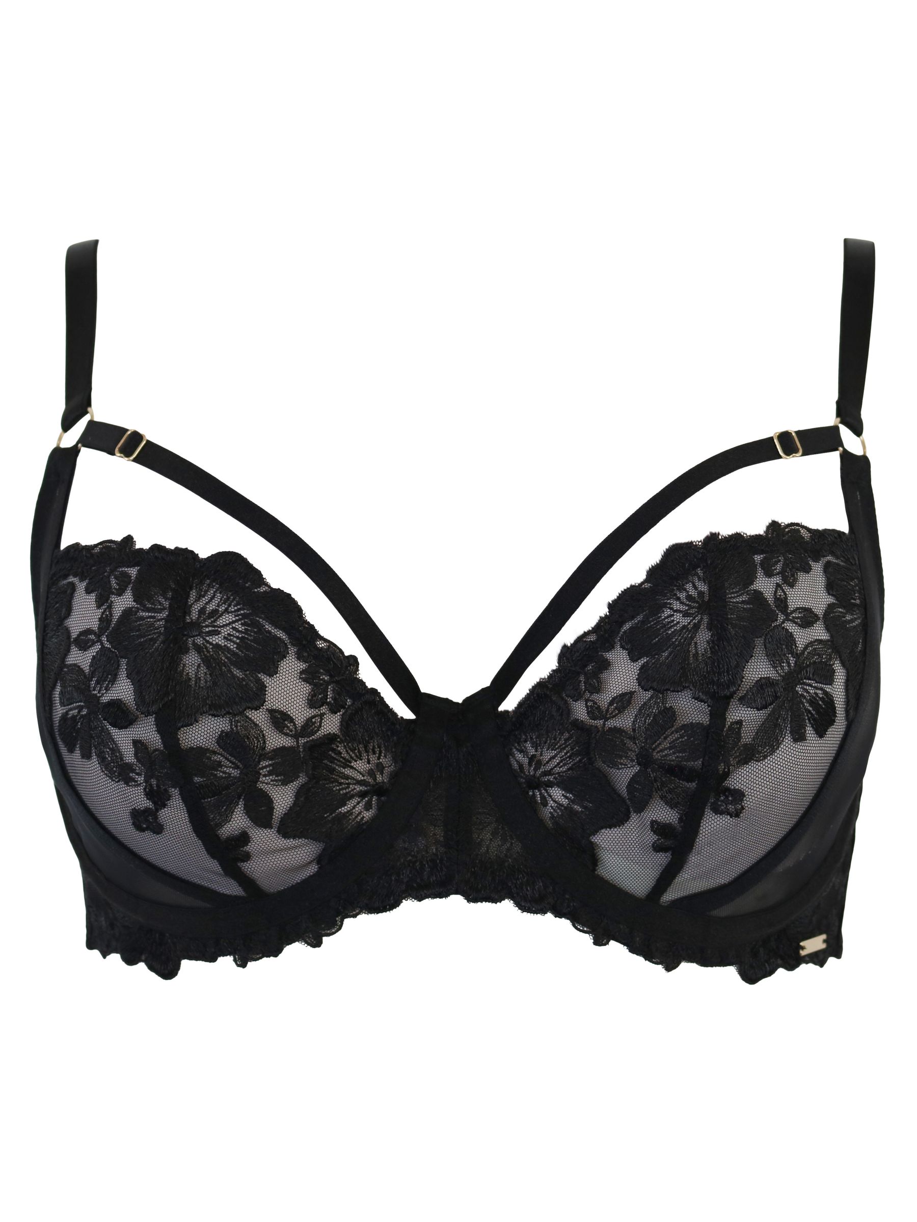 Buy Pour Moi Black India Bold Floral Embroidery Non Pad Bra