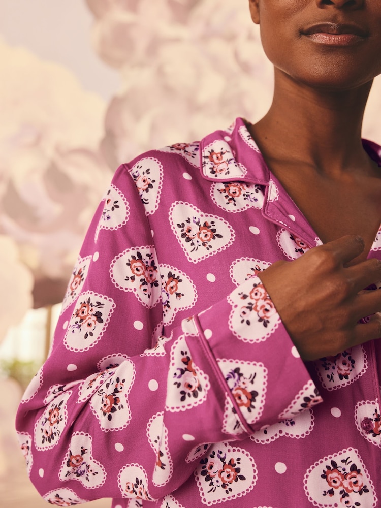 Cath Kidston Pink Hearts Button Up Pyjama Set - Image 3 of 3