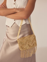 Gold Tone Sequin Shoulder Bag - Image 1 of 9