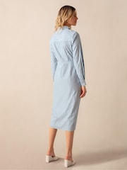 Ro&Zo Blue Strip Wrap Shirt Dress - Image 2 of 6