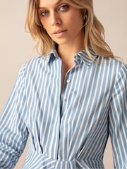 Ro&Zo Blue Strip Wrap Shirt Dress - Image 3 of 6