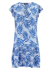 Pour Moi Blue Light LENZING™ ECOVERO™ Viscose Crinkle Frill Swing 100% Cotton Beach Dress - Image 3 of 4