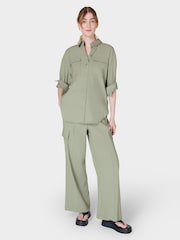 Sweaty Betty Green Summer Stretch Linen Utility Shirt - Image 4 of 8