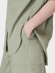 Sweaty Betty Green Summer Stretch Linen Utility Shirt - Image 6 of 8