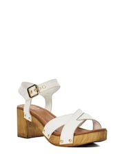 Dune London White Cross Strap Heeled Judies Sandals - Image 3 of 6