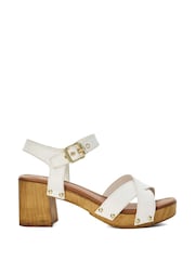 Dune London White Cross Strap Heeled Judies Sandals - Image 5 of 6