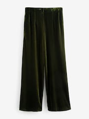 Dark Green Velvet Wide Leg Trousers - Image 2 of 3
