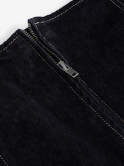 Navy Velvet Flocked Denim Mini Skirt - Image 7 of 8