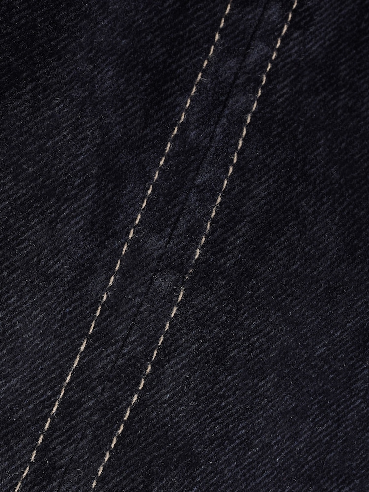 Navy Velvet Flocked Denim Mini Skirt - Image 8 of 8