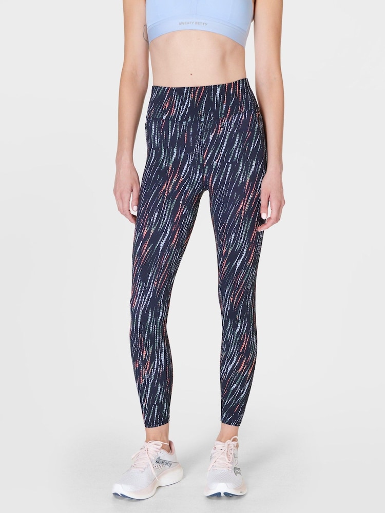 modra Ripple barvano s prevezovanjem potisk; vzorec - Sweaty Betty Aerial Core Workout Leggings - Slika 1 iz 9