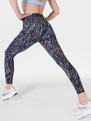modra Ripple barvano s prevezovanjem potisk; vzorec - Sweaty Betty Aerial Core Workout Leggings - Slika 8 iz 9