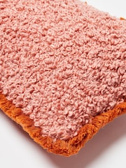Oliver Bonas Pink Boucle Fringed Rectangular Cushion Cover - Image 3 of 5