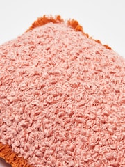 Oliver Bonas Pink Boucle Fringed Rectangular Cushion Cover - Image 5 of 5