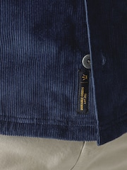 Navy Blue Hooded Corduroy Borg Lined Shacket - Image 6 of 10