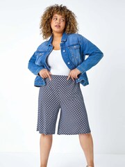 Roman Blue Geometric Print Stretch Shorts - Image 2 of 5