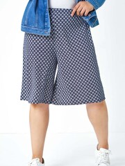Roman Blue Geometric Print Stretch Shorts - Image 4 of 5