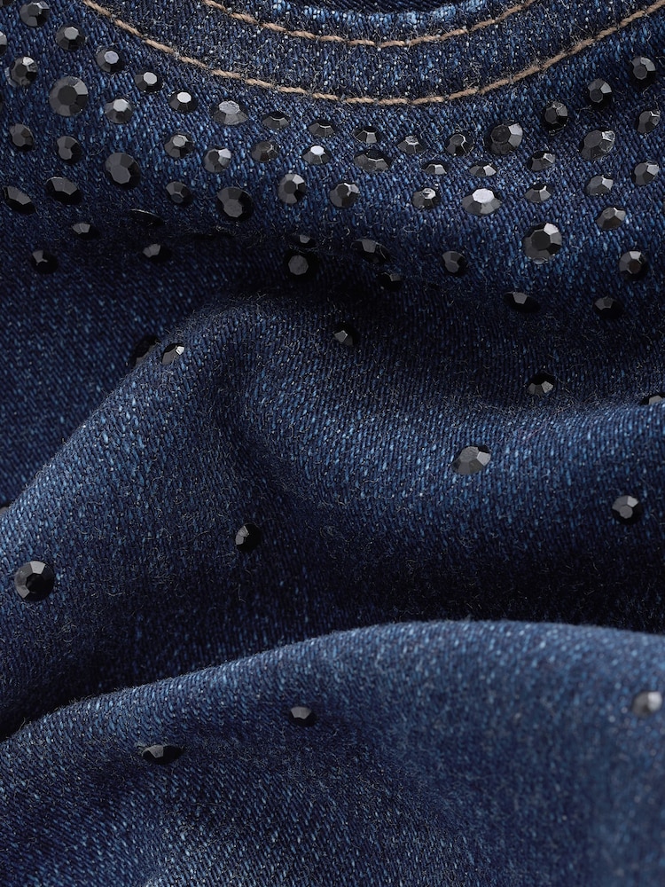 Blau mit Verzierungen - Superweiche Bootcut-Jeans - Bild 6 von 6