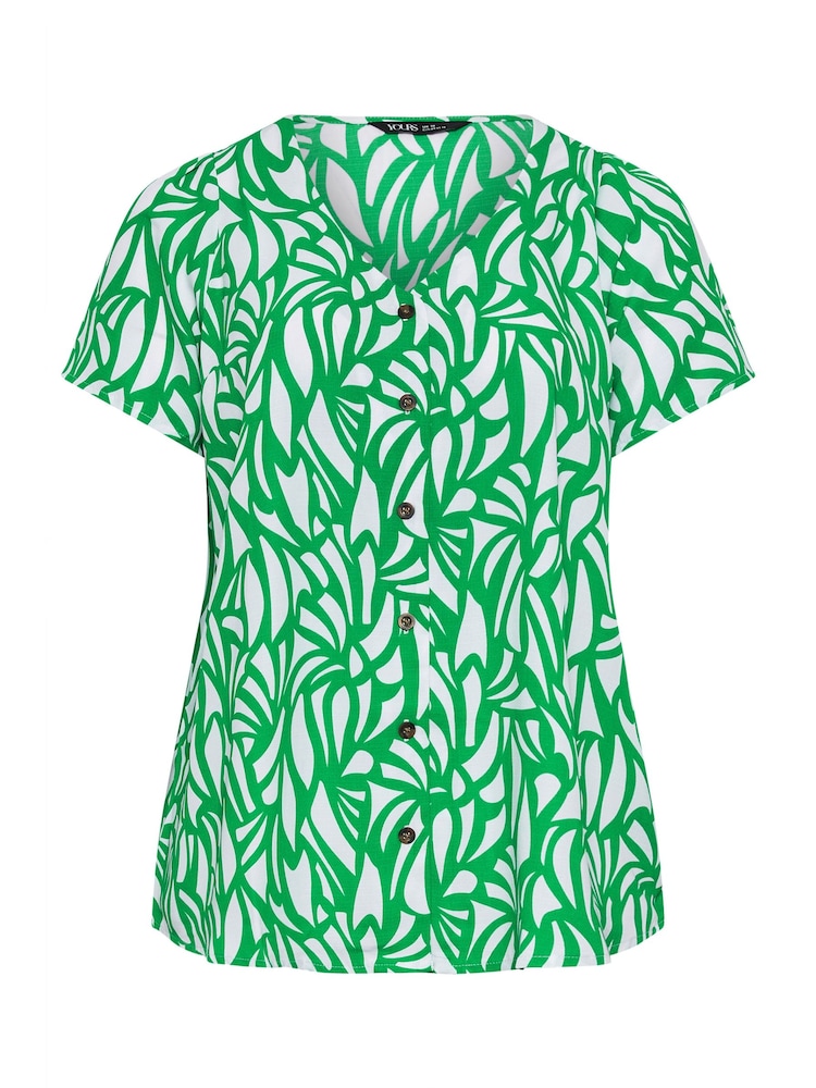 Yours Curve Green Button Blouse - Image 5 of 5