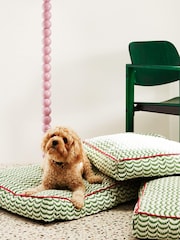 Oliver Bonas Green/White Wavy Pet Cushion - Image 1 of 4