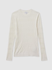Reiss Ivory Lily Ribbed Crew Neck Top - Image 2 of 6