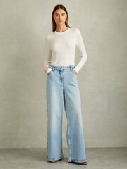 Reiss Ivory Lily Ribbed Crew Neck Top - Image 3 of 6