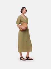 Whistles Green Ariella Linen Blend Midi Dress - Image 1 of 5