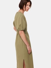 Whistles Green Ariella Linen Blend Midi Dress - Image 3 of 5