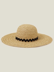 Accessorize Natural Floppy Hat with Ric Rac Trim - Image 1 of 1