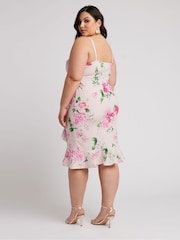 Yours Curve Pink London Floral Print Ruffle Midi Dress - Image 3 of 5