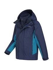 Mountain Warehouse Mid Blue Kids Cannonball 3 In 1 Waterproof Jacket - Image 3 of 5