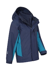 Mountain Warehouse Mid Blue Kids Cannonball 3 In 1 Waterproof Jacket - Image 4 of 5